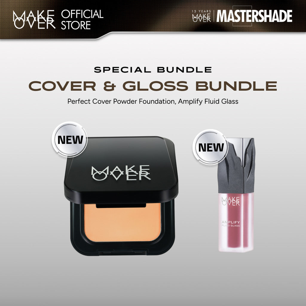 [SPECIAL 11.11] MAKE OVER Cover and Gloss Bundle: NEW! Perfect Cover Powder Foundation FULL SIZE + NEW! Amplify Fluid Glass - Paket Lengkap Lip Glass Gloss Rasa Lip Balm dengan TWC Two Way Cake Tahan Lama 16 Jam Pigmented Blur Powder