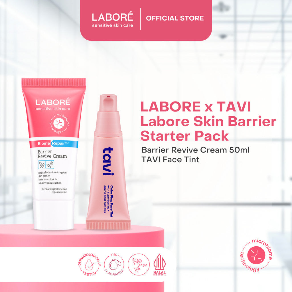 LABORE x TAVI Skin-barrier Starter Pack - LABORE Barrier Revive Cream 50 ml - TAVI 3-in-1 Color Play Face Tint - Pelembap Wajah - Moisturizer - Blush On - Pigmented - Blendable