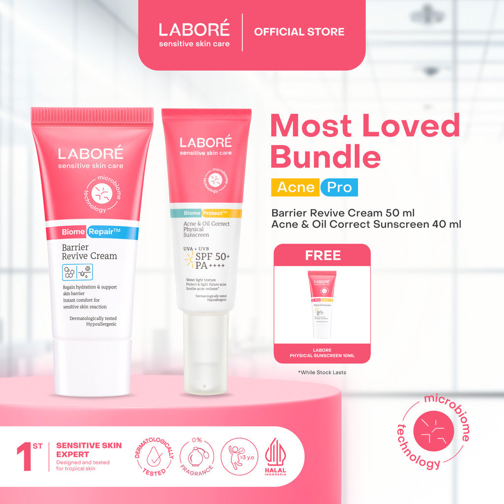 Labore Most Loved Bundle Acne Pro Edition - Moisturizer Pelembab Wajah dan Sunscreen Acne Pertama Perlindungan Terkuat dari Sinar UVA dan UVB