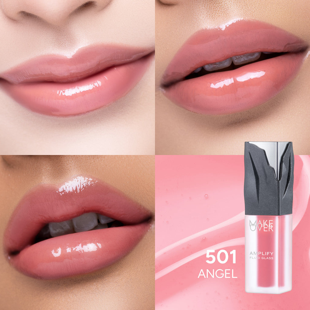 [SPECIAL 11.11] NEW! MAKE OVER Amplify Fluid Glass Lip Gloss - Peptide Plump Technology Hydrating Glossy Shine Non Sticky Buildable Color Lip Balm Comfort Moisturizing Plump Lips