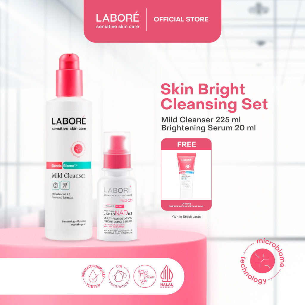 Labore Skin Bright Cleansing Set -   Mild Cleanser 225 ml |   Multi-Pigmentation Brightening Serum 20 ml - Pembersih Wajah - Lembut - Cocok untuk Kulit Sensitif - Melembabkan - Serum Pencerah - Mengatasi Hiperpigmentasi