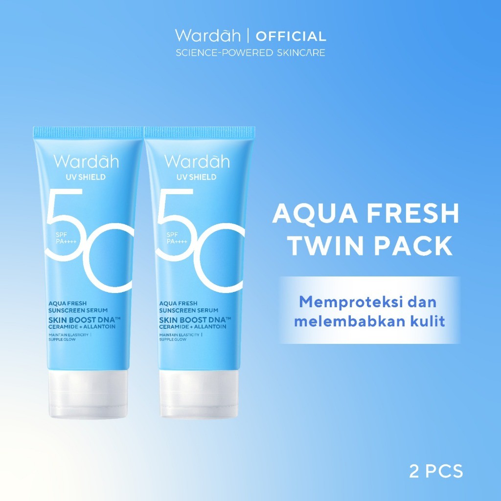TWINPACK Wardah UV Shield Airy Smooth, Acne Calming, Aqua Fresh, Essential, Tone Up, Physical Sunscreen - Skincare