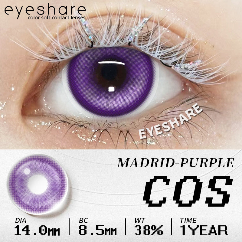 Eyeshare Softlens Big Eyes Merah Biru Ungu Abu-abu Merah Muda 14.5MM 1Pasang Lensa Kontak Cosplay Mata Halloween Softlen