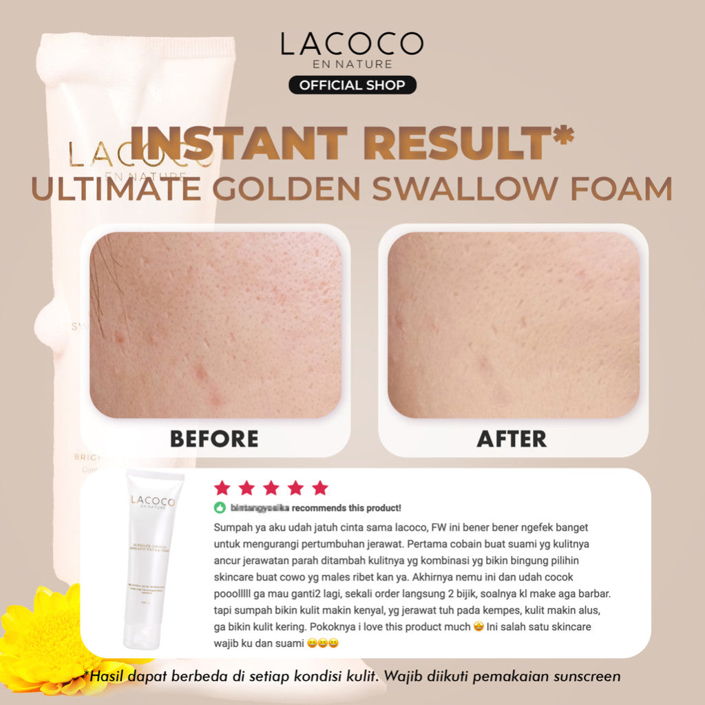 Lacoco Ultimate Golden Swallow Facial Foam 100ml - Facial Wash Pembersih Wajah Tanpa Rasa Kering