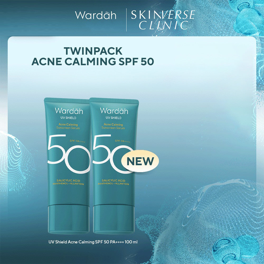 TWINPACK Wardah UV Shield Airy Smooth, Acne Calming, Aqua Fresh, Essential, Tone Up, Physical Sunscreen - Skincare