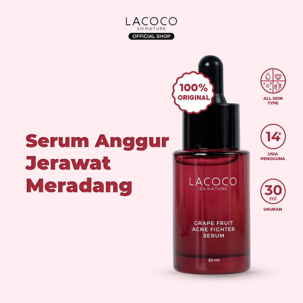 [Lacoco x neybeauty99] Bundle Hempas Jerawat (Dark Spot Essence + Grape Fruit Acne Serum) 2pcs - Set untuk Eksfoliasi wajah/Merawat Kulit Berjerawat/Acne