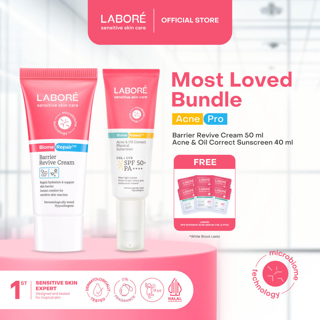 Labore Most Loved Bundle Acne Pro Edition - Moisturizer Pelembab Wajah dan Sunscreen Acne Pertama Perlindungan Terkuat dari Sinar UVA dan UVB