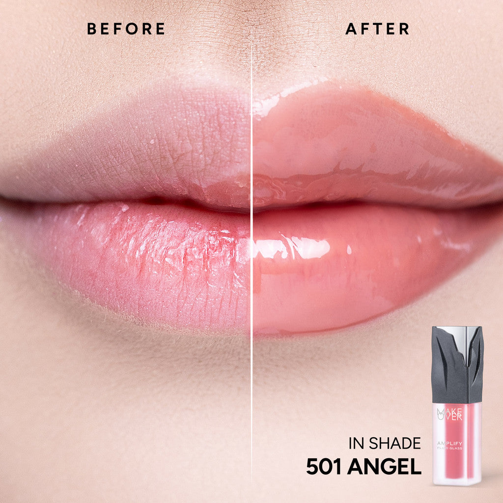 [SPECIAL 11.11] NEW! MAKE OVER Amplify Fluid Glass Lip Gloss - Peptide Plump Technology Hydrating Glossy Shine Non Sticky Buildable Color Lip Balm Comfort Moisturizing Plump Lips