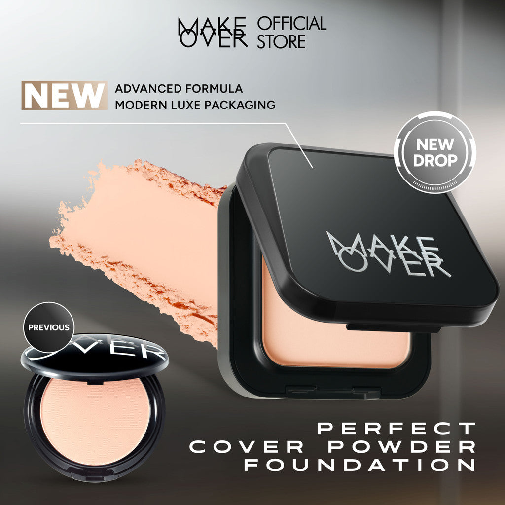 MAKE OVER Duo Touch Up Kit: NEW! Mini Perfect Cover Powder Foundation 4.4 g + Powerstay Suede Blush 5.5 g - Paket Lengkap Bedak Padat dan Blush On - TWC Two Way Cake Cover Melt and Blur Powder 16H Blurring Velvet Smooth Finish