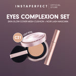 Instaperfect Eyes complexion set -  real skin high coverage complexion, healthy glow, blurring, bulu mata "jigrak", Instant lashlift (Skin glow mesh cushion + Noir lash mascara)