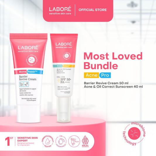 Labore Most Loved Bundle Acne Pro Edition - Moisturizer Pelembab Wajah dan Sunscreen Acne Pertama Perlindungan Terkuat dari Sinar UVA dan UVB