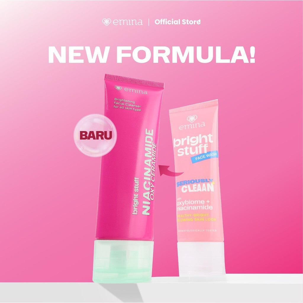[SPECIAL 11.11] NEW! Emina Niacinamide Oxy Ceramide Brightening Face Wash 50ml 100ml - Sabun Muka Cerah, Glowing, Perbaiki Skin Barrier, Mengontrol Minyak Sebum, Lembab Tanpa Ketarik, Anti Kusam, Cocok untuk semua jenis kulit - Bright Stuff