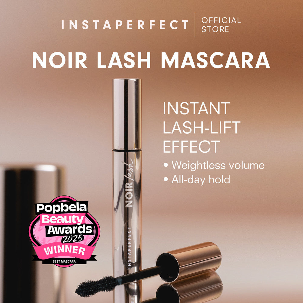 Instaperfect Eyes complexion set -  real skin high coverage complexion, healthy glow, blurring, bulu mata "jigrak", Instant lashlift (Skin glow mesh cushion + Noir lash mascara)