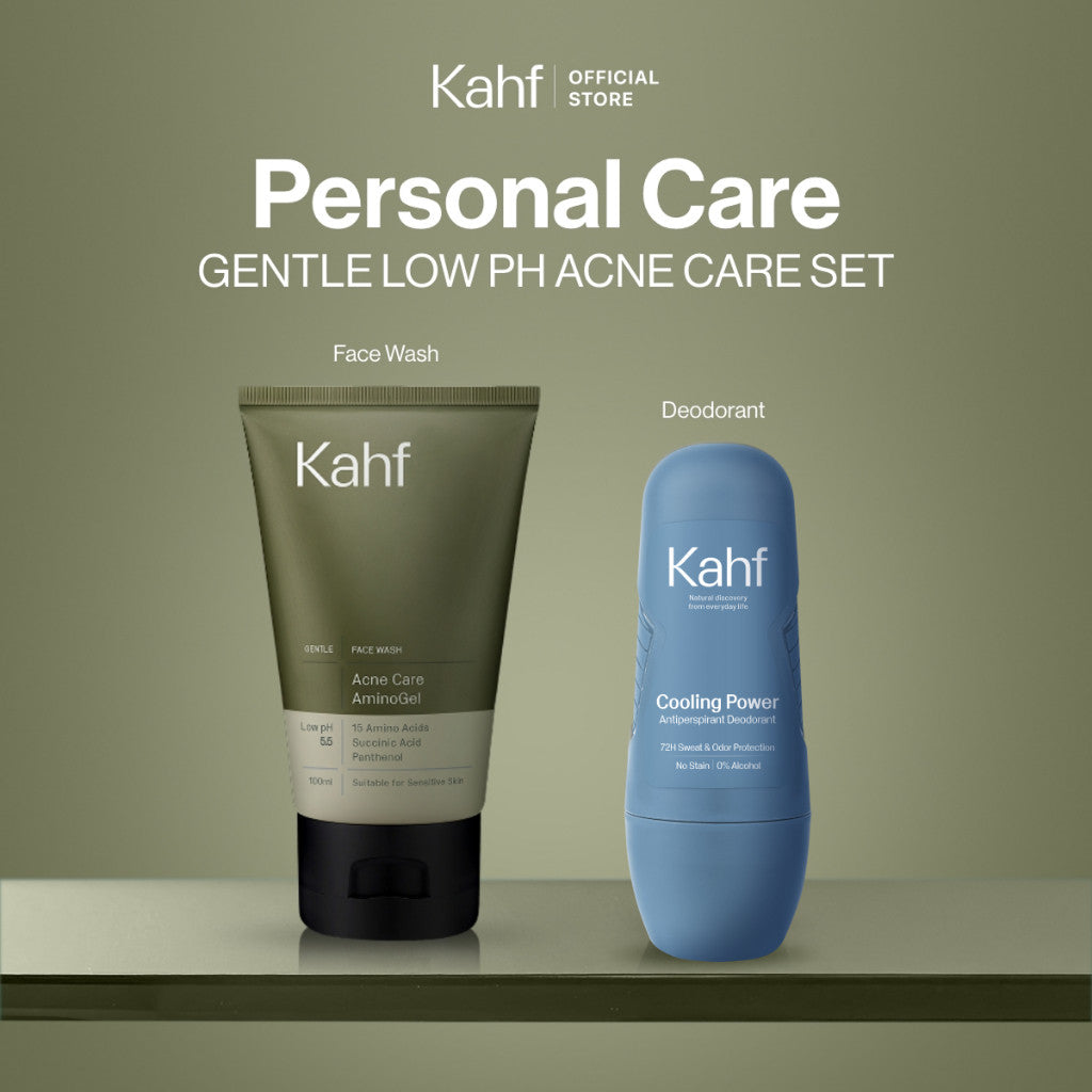 [NEW! BEBAS JERAWAT TANPA RASA KETARIK] Kahf Acne Care Amino Gel Face Wash 100 ml – Sabun Cuci Muka Pria Kulit Sensitif & Berjerawat dengan Hypochlorous Acid, Panthenol, Succinic Acid, Glycerin – Gentle Cleanser Low pH untuk Daily Use