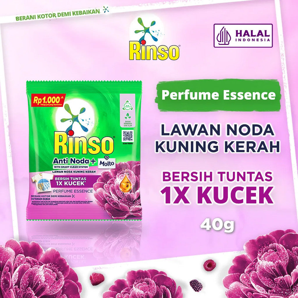 RINSO Anti Noda + Molto Powder Sachet Renceng 6 Pcs | RINSO Anti Noda, Sensi Fresh, Rinso Pure