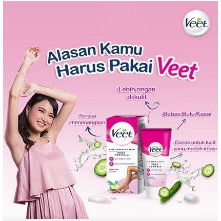 Veet Hair Removal Cream 60gr Normal Jumbo, Kulit Lembut 7 Hari