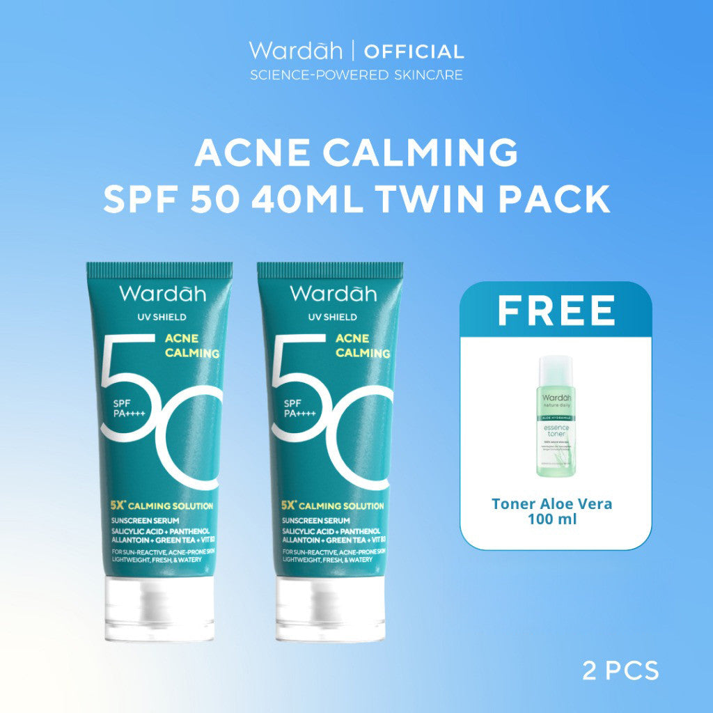 TWINPACK Wardah UV Shield Airy Smooth, Acne Calming, Aqua Fresh, Essential, Tone Up, Physical Sunscreen - Skincare