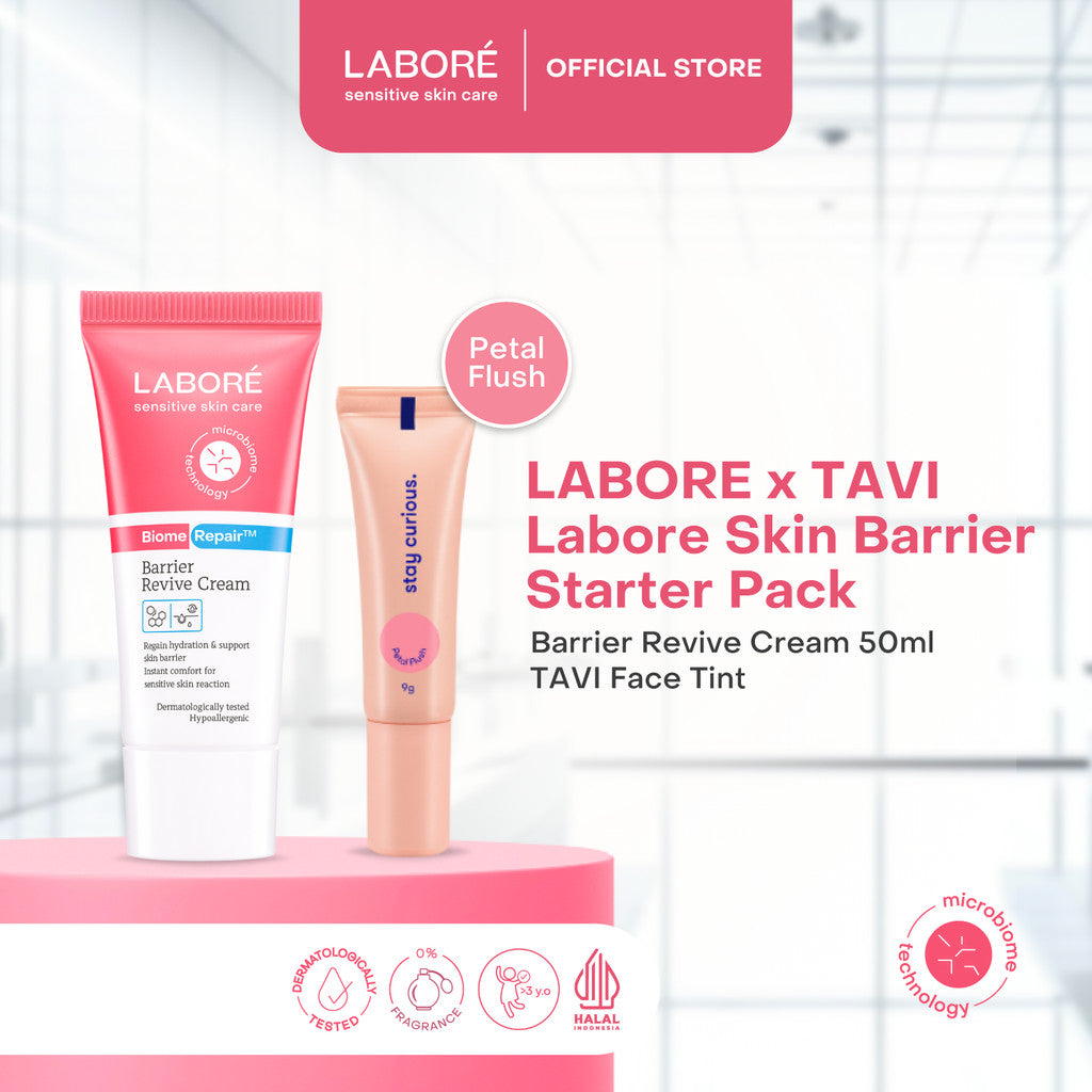 LABORE x TAVI Skin-barrier Starter Pack - LABORE Barrier Revive Cream 50 ml - TAVI 3-in-1 Color Play Face Tint - Pelembap Wajah - Moisturizer - Blush On - Pigmented - Blendable