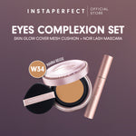 Instaperfect Eyes complexion set -  real skin high coverage complexion, healthy glow, blurring, bulu mata "jigrak", Instant lashlift (Skin glow mesh cushion + Noir lash mascara)