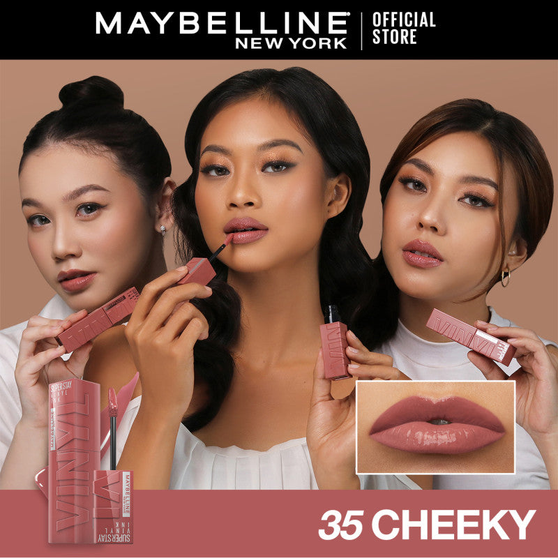 [4 NEW SHADES MILK TEA LIMITED EDITION] MAYBELLINE OFFICIAL Superstay Vinyl Ink 4.2 ml - Shiny Pigmented Liquid Lipstik Lipstick Make Up Lipcream Longlasting Waterproof Tahan Lama 16 Jam Lipstik Lipgloss Lipbalm Liptint