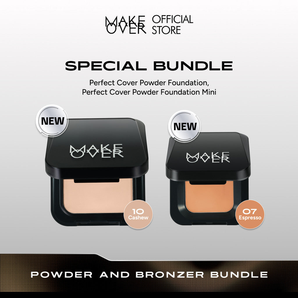 [SPECIAL BUNDLE - 2in1] Powder and Bronzer Bundle: NEW! Perfect Cover Powder Foundation + NEW! Perfect Cover Powder Foundation Mini Shades Espresso - Paket Lengkap Bedak Padat TWC Two Way Cake untuk Complexion dan Bronzer