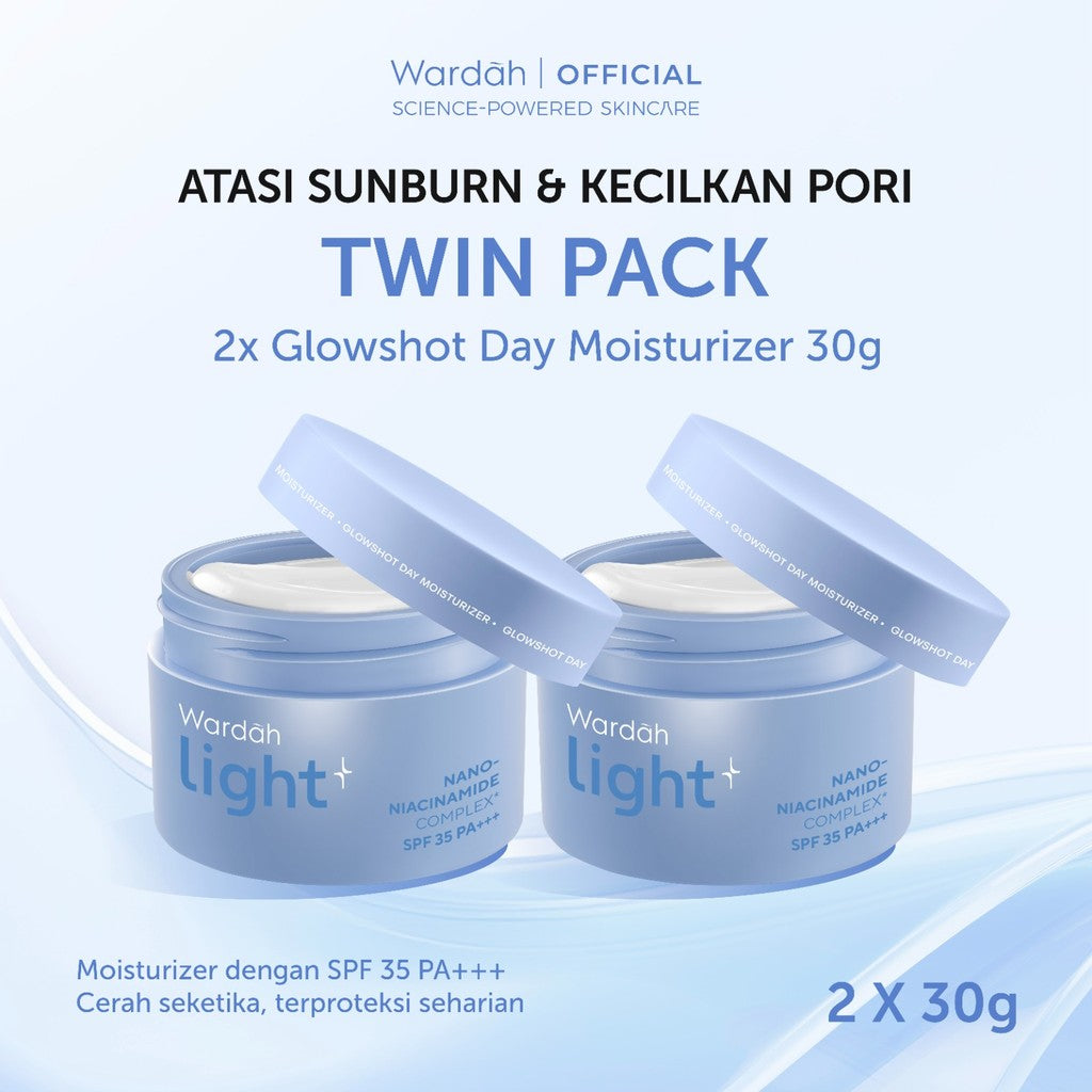 WARDAH Lightening Glowshot Day Moisturizer | Light+ Cream Niacinamide Brightening Moisturizer Pelembab Wajah Pemutih Wajah Facial Day Cream Skincare BPOM - Mencerahkan, Melembapkan, dan Melindungi Kulit - Skincare