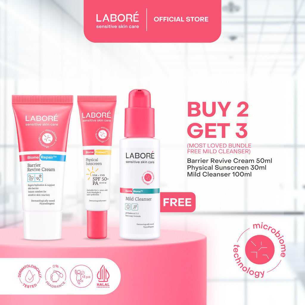 Labore Most Loved Bundle For Normal and Sensitive Skin (Reguler Big-Size) - Moisturizer Pelembab Wajah dan Perlindungan dari Sinar UVA dan UVB Big Size