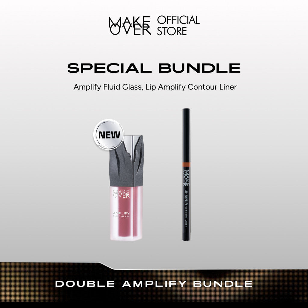 [SPECIAL 11.11] MAKE OVER Double Amplify Bundle - Ombre Glassy Lips: NEW! Amplify Glass Fluid + Lip Amplify Contour Liner - Paket Ombre Lengkap Lip Liner dan Lip Gloss Lembab Longlasting Lipstik