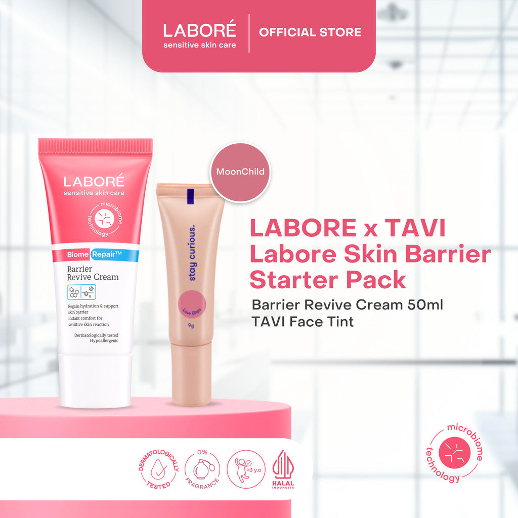 LABORE x TAVI Skin-barrier Starter Pack - LABORE Barrier Revive Cream 50 ml - TAVI 3-in-1 Color Play Face Tint - Pelembap Wajah - Moisturizer - Blush On - Pigmented - Blendable