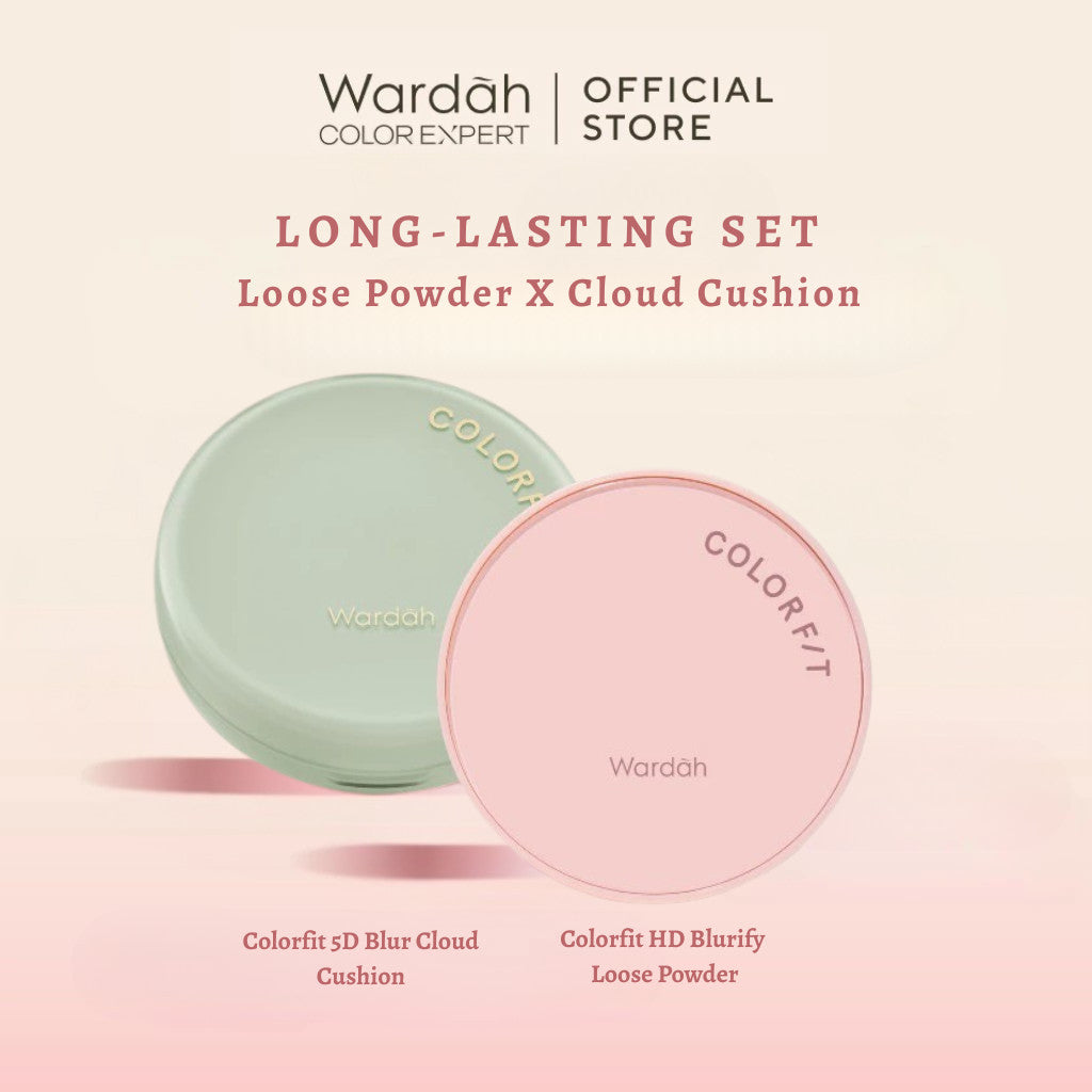 WARDAH Colorfit HD Blurify Loose Powder + Colorfit Perfect Glow Cushion / Colorfit 5D Blur Cloud Cushion - Bedak Tabur Tahan Minyak Halus Long Lasting Oil Control - Makeup