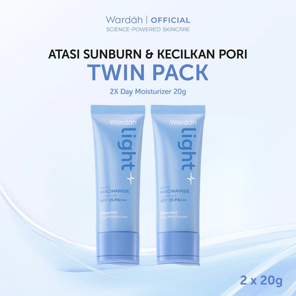WARDAH Lightening Glowshot Day Moisturizer | Light+ Cream Niacinamide Brightening Moisturizer Pelembab Wajah Pemutih Wajah Facial Day Cream Skincare BPOM - Mencerahkan, Melembapkan, dan Melindungi Kulit - Skincare