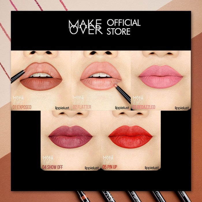 [EXCLUSIVE BUNDLE| B2G3] MAKE OVER Ombre Glassy Lips Bundle: NEW! Amplify Glass Fluid + Lip Amplify Contour Liner FREE Transferproof Matte Lip Cream - Paket Ombre Lengkap Lip Liner dan Lip Gloss Lembab Longlasting Lipstik