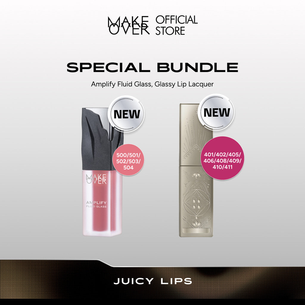 [SPECIAL 11.11] MAKE OVER Juicy Lips Bundle: NEW! Amplify Glass Fluid + Glassy Lip Lacquer - Paket Ombre Lengkap Lip Tint Glassy dan Lip Gloss Lembab Longlasting Lipstik Liptint