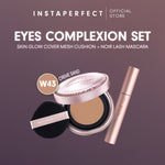 Instaperfect Eyes complexion set -  real skin high coverage complexion, healthy glow, blurring, bulu mata "jigrak", Instant lashlift (Skin glow mesh cushion + Noir lash mascara)