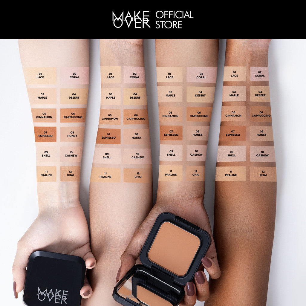 MAKE OVER Duo Touch Up Kit: NEW! Mini Perfect Cover Powder Foundation 4.4 g + Powerstay Suede Blush 5.5 g - Paket Lengkap Bedak Padat dan Blush On - TWC Two Way Cake Cover Melt and Blur Powder 16H Blurring Velvet Smooth Finish
