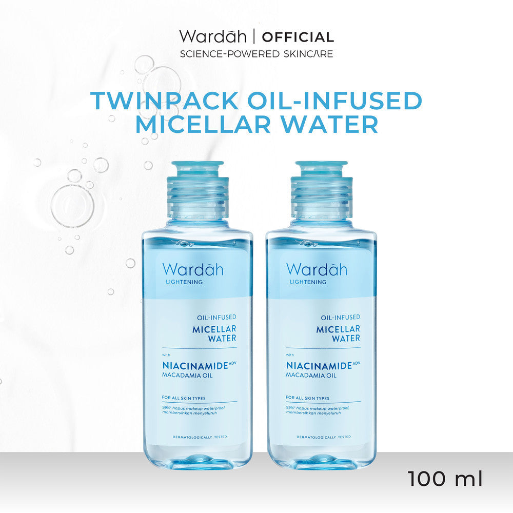 [Wardah Member Exclusive] WARDAH TWINPACK Micellar Water 100ml All Series Perfect Bright Calm and Soothe Nature Daily Acnederm Lightening Oil Infused Pembersih Wajah Make Up Remover Waterproof Tanpa Bilas - Skincare
