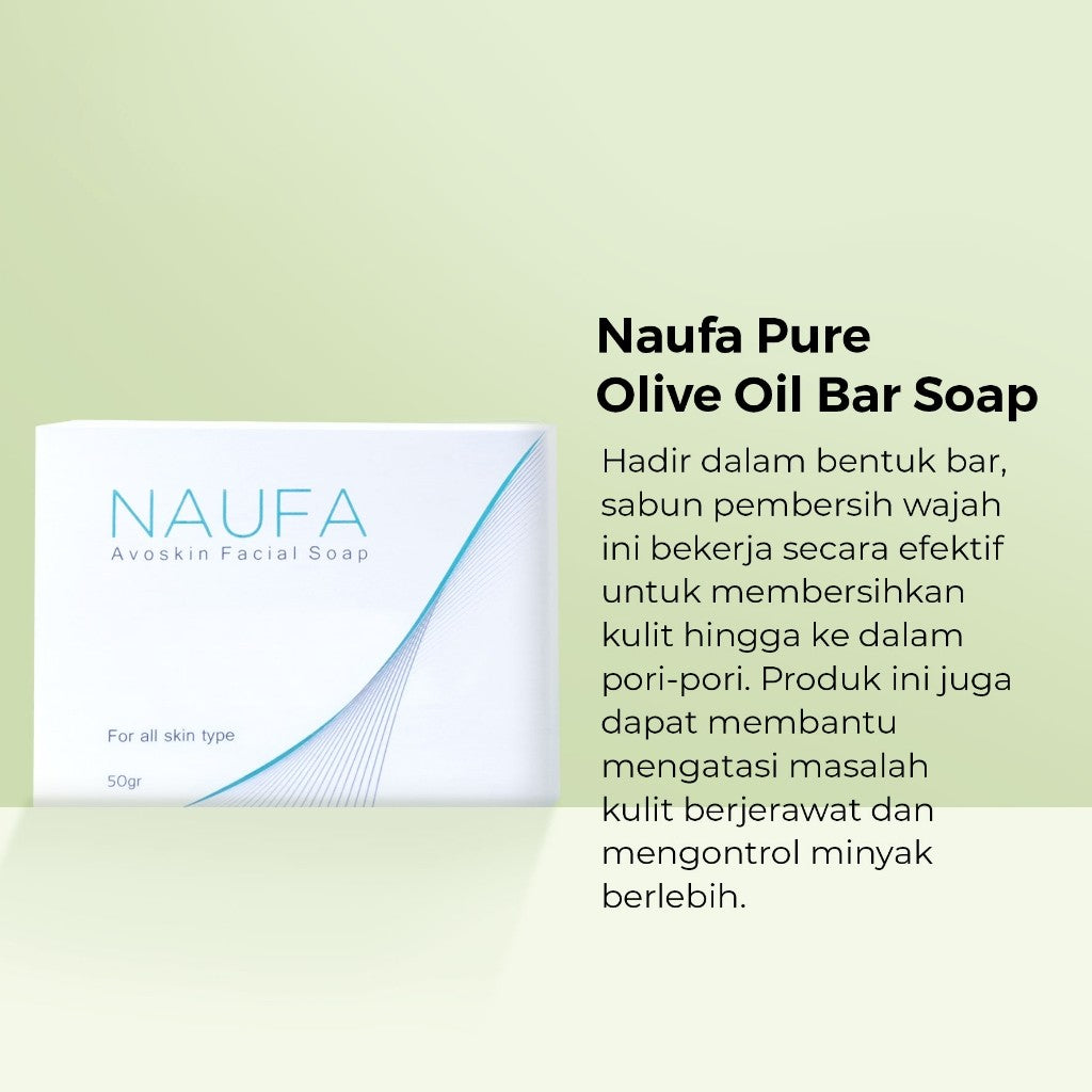 [SPECIAL PRICE] Bar Soap Avoskin Naufa Pure Olive Oil 50gr-Sabun Kulit Berminyak