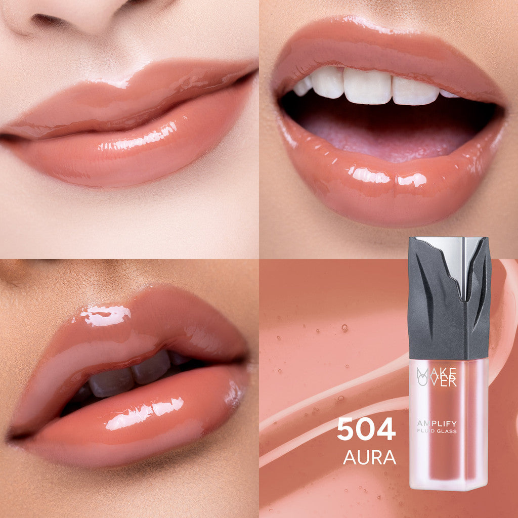 [SPECIAL 11.11] NEW! MAKE OVER Amplify Fluid Glass Lip Gloss - Peptide Plump Technology Hydrating Glossy Shine Non Sticky Buildable Color Lip Balm Comfort Moisturizing Plump Lips