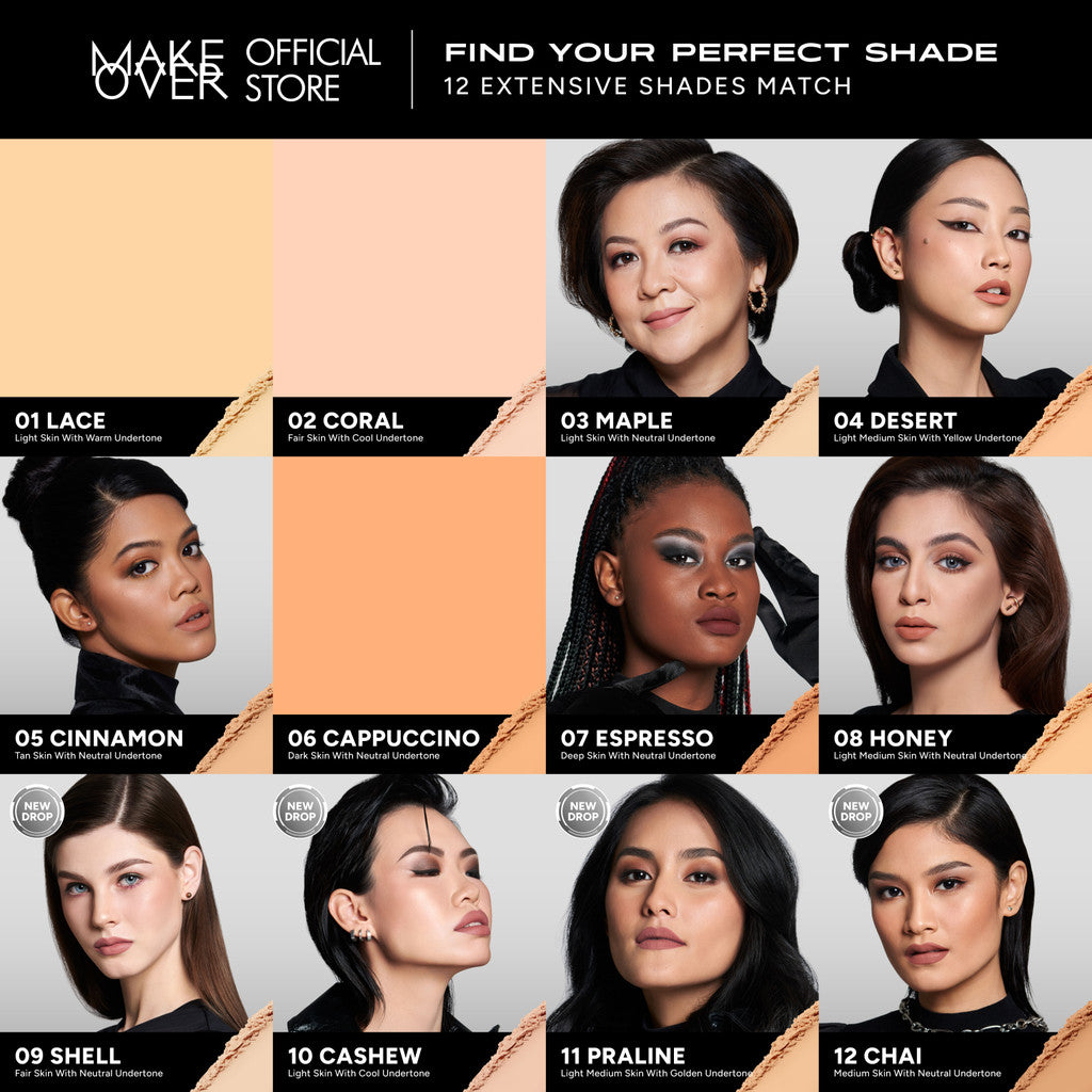 MAKE OVER Duo Touch Up Kit: NEW! Mini Perfect Cover Powder Foundation 4.4 g + Powerstay Suede Blush 5.5 g - Paket Lengkap Bedak Padat dan Blush On - TWC Two Way Cake Cover Melt and Blur Powder 16H Blurring Velvet Smooth Finish