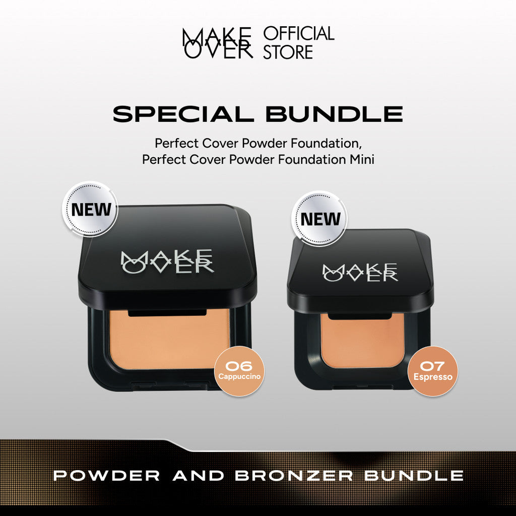[SPECIAL BUNDLE - 2in1] Powder and Bronzer Bundle: NEW! Perfect Cover Powder Foundation + NEW! Perfect Cover Powder Foundation Mini Shades Espresso - Paket Lengkap Bedak Padat TWC Two Way Cake untuk Complexion dan Bronzer