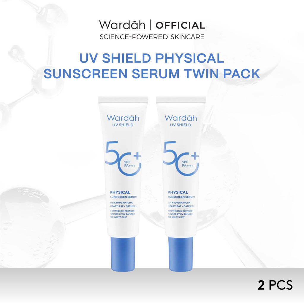 TWINPACK Wardah UV Shield Airy Smooth, Acne Calming, Aqua Fresh, Essential, Tone Up, Physical Sunscreen - Skincare
