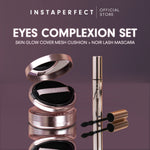 Instaperfect Eyes complexion set -  real skin high coverage complexion, healthy glow, blurring, bulu mata "jigrak", Instant lashlift (Skin glow mesh cushion + Noir lash mascara)