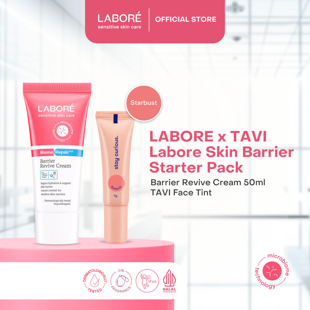 LABORE x TAVI Skin-barrier Starter Pack - LABORE Barrier Revive Cream 50 ml - TAVI 3-in-1 Color Play Face Tint - Pelembap Wajah - Moisturizer - Blush On - Pigmented - Blendable