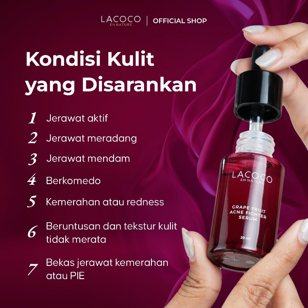 [BEST SELLING] [Abel Cantika's Picks] Lacoco Grape Fruit Acne Fighter Serum Skincare Jerawat Meradang Beruntusan Glow Swiss Glad Skint