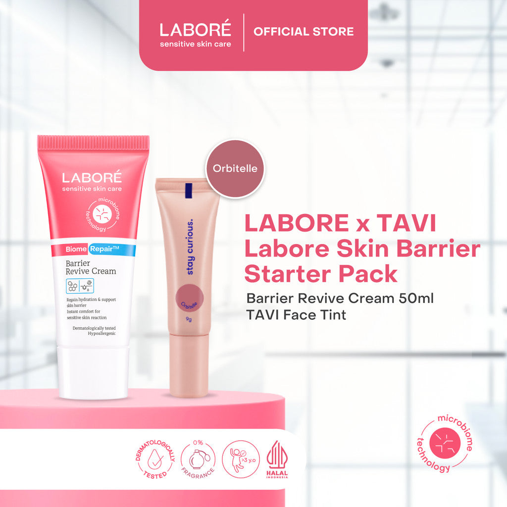 LABORE x TAVI Skin-barrier Starter Pack - LABORE Barrier Revive Cream 50 ml - TAVI 3-in-1 Color Play Face Tint - Pelembap Wajah - Moisturizer - Blush On - Pigmented - Blendable