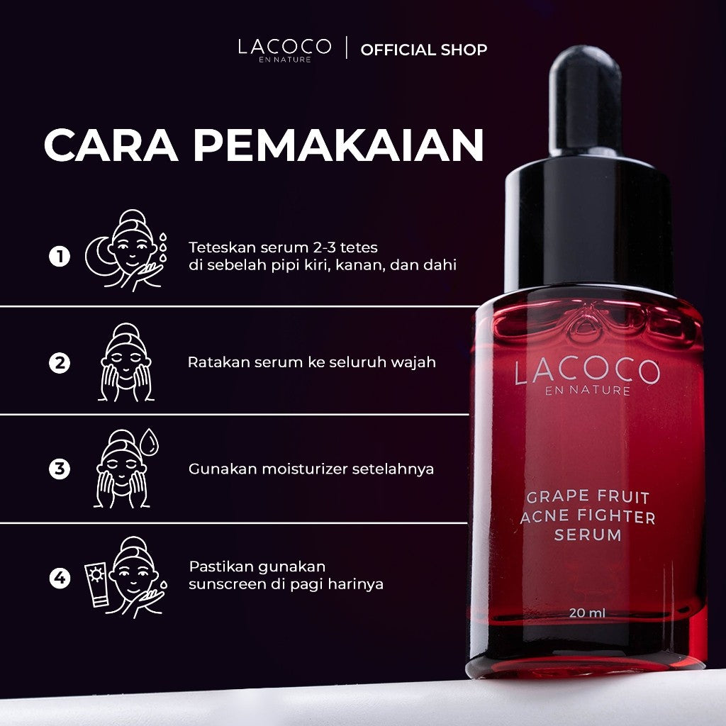 [BEST SELLING] [Abel Cantika's Picks] Lacoco Grape Fruit Acne Fighter Serum Skincare Jerawat Meradang Beruntusan Glow Swiss Glad Skint
