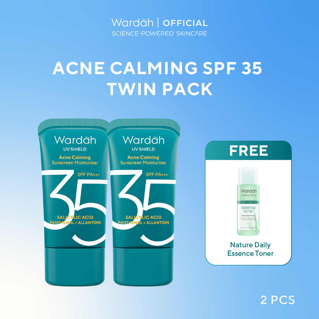TWINPACK Wardah UV Shield Airy Smooth, Acne Calming, Aqua Fresh, Essential, Tone Up, Physical Sunscreen - Skincare