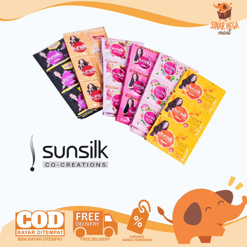 SUNSILK Shampoo Sachet Renceng 12 Pcs | Shampo Sunsilk 10ml Glossy Black, Silky Smooth