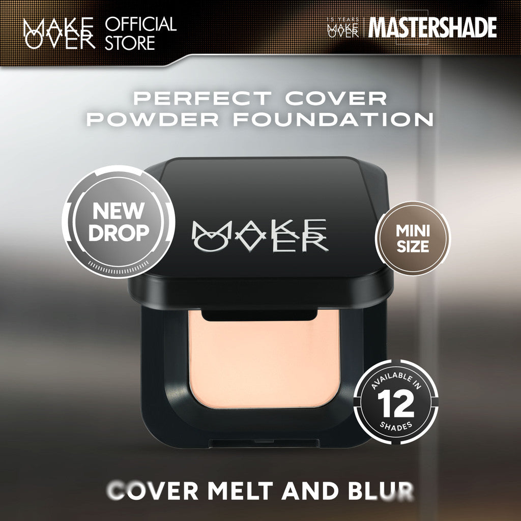 [SPECIAL 11.11] MAKE OVER Mini Duo: NEW! 2x Mini Perfect Cover Powder Foundation 4.4 g - TWC Two Way Cake Cover Melt and Blur Powder 16H Blurring Velvet Smooth Finish Bedak Padat Compact High Coverage Ringan Wajah Flawless Make Up Tahan Lama Non-Comedogen