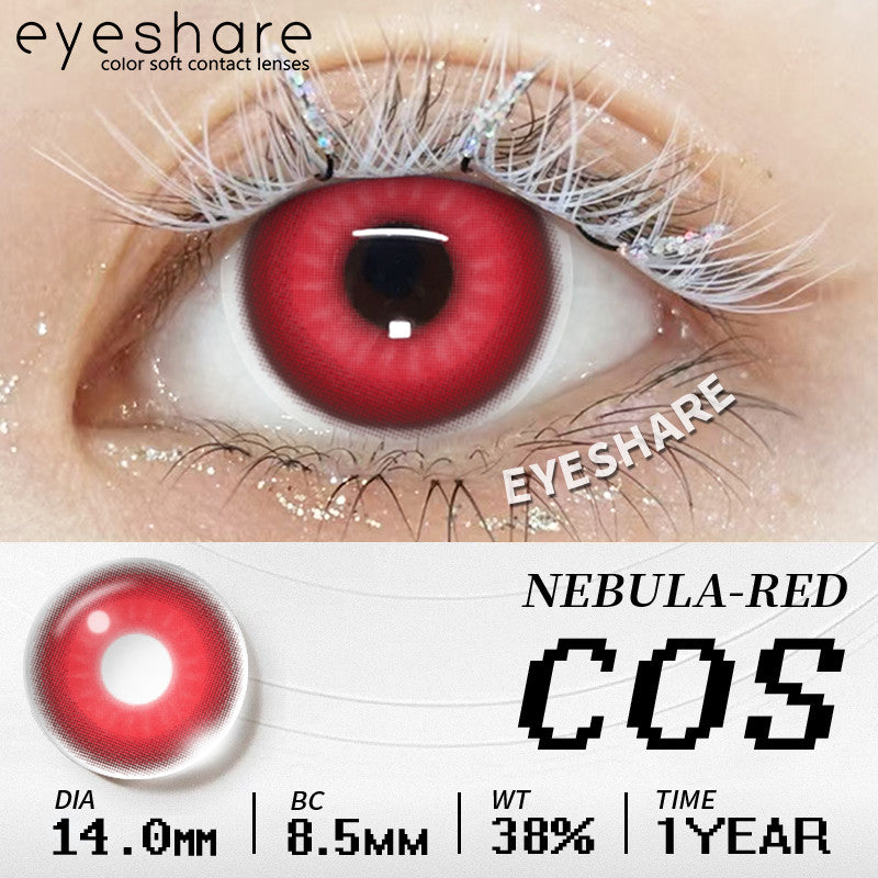 Eyeshare Softlens Big Eyes Merah Biru Ungu Abu-abu Merah Muda 14.5MM 1Pasang Lensa Kontak Cosplay Mata Halloween Softlen